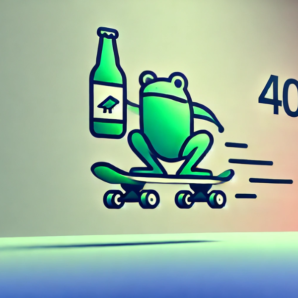 skateboard frog with a 40oz birdhouse