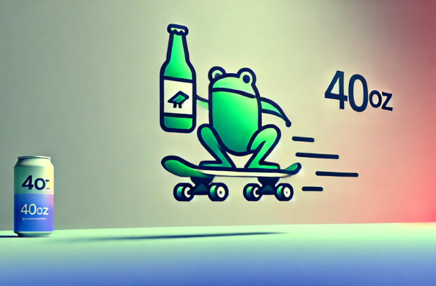 skateboard frog with a 40oz birdhouse